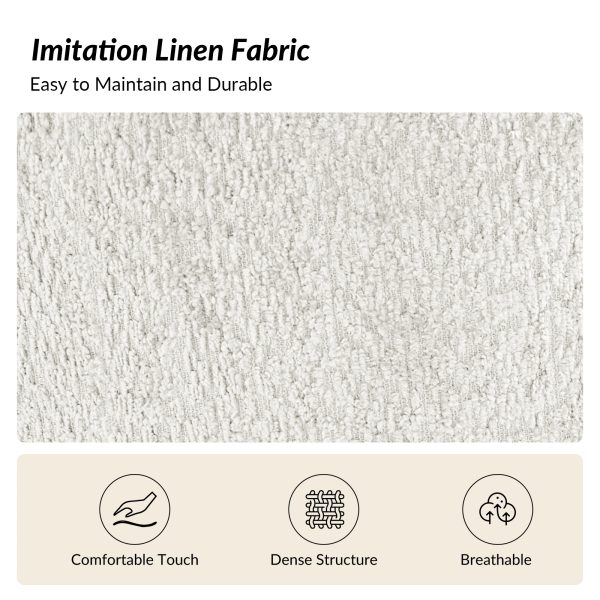 Robert Modern Imitation Linen Curved Back Loveseat Ivory 3
