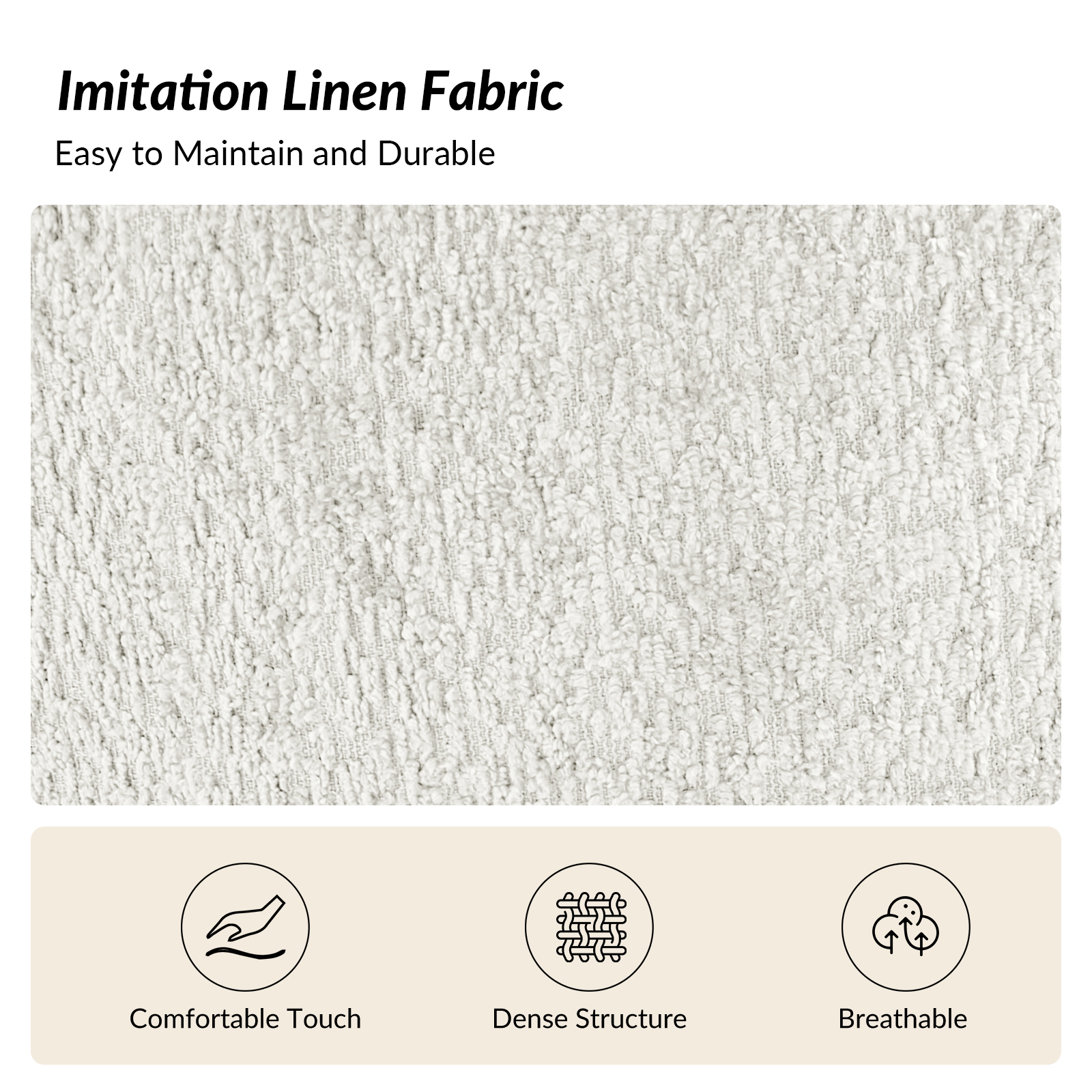 Robert Modern Imitation Linen Curved Back Loveseat, Ivory 4 Robert Modern Imitation Linen Curved Back Loveseat, Ivory - Image 4