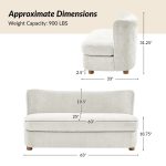 Robert Modern Imitation Linen Curved Back Loveseat, Ivory 10 Robert Modern Imitation Linen Curved Back Loveseat, Ivory