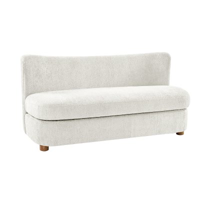 Robert Modern Imitation Linen Curved Back Loveseat, Ivory