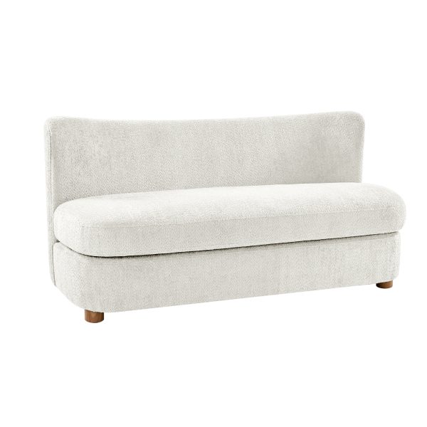 Robert Modern Imitation Linen Curved Back Loveseat Ivory