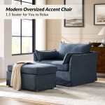 Roberta Blue Slipcovered Farmhouse Armchair with Ottoman 7 Roberta Blue Slipcovered Farmhouse Armchair with Ottoman