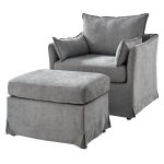 Roberta Grey Farmhouse Slipcover Armchair with Ottoman 7 Roberta Grey Farmhouse Slipcover Armchair with Ottoman