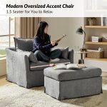 Roberta Grey Farmhouse Slipcover Armchair with Ottoman 8 Roberta Grey Farmhouse Slipcover Armchair with Ottoman