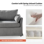 Roberta Grey Farmhouse Slipcover Armchair with Ottoman 10 Roberta Grey Farmhouse Slipcover Armchair with Ottoman