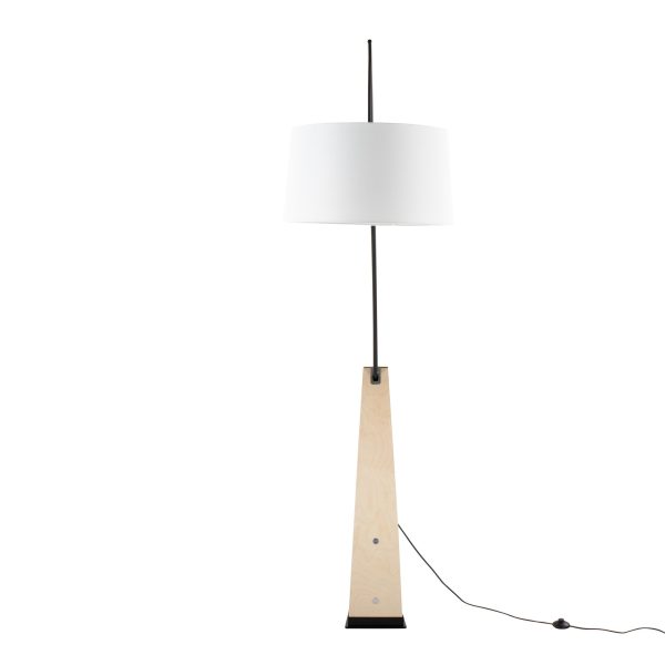 Robyn Mid Century Modern Arched Floor Lamp Natural Wood Linen Shade 10