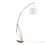 Robyn Mid-Century Modern Arched Floor Lamp Natural Wood Linen Shade 20 Robyn Mid-Century Modern Arched Floor Lamp Natural Wood Linen Shade