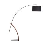 Robyn Mid-Century Modern Black Linen Arched Floor Lamp