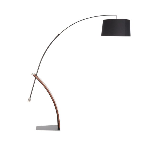 Robyn Mid Century Modern Black Linen Arched Floor Lamp 10