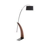 Robyn Mid-Century Modern Black Linen Arched Floor Lamp