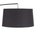 Robyn Mid-Century Modern Black Linen Arched Floor Lamp