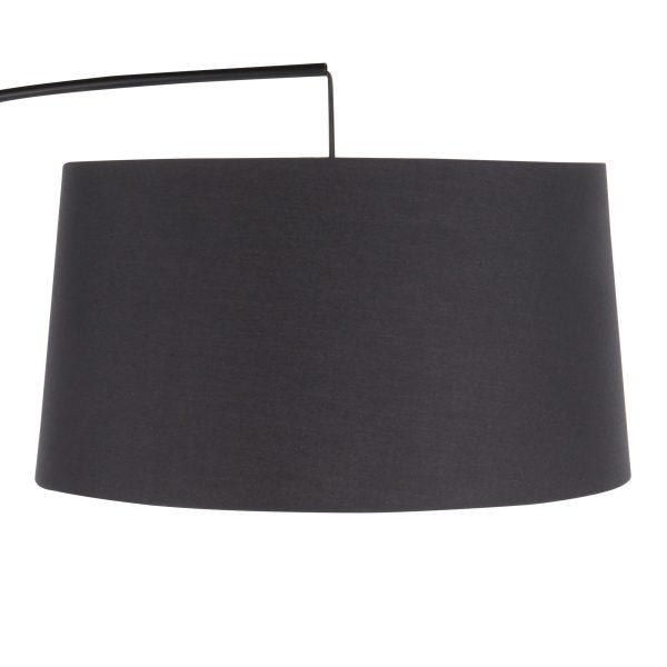 Robyn Mid Century Modern Black Linen Arched Floor Lamp 14