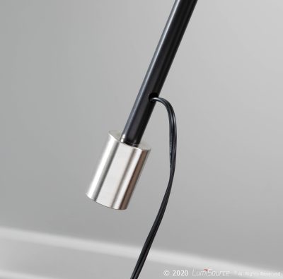 Robyn Mid-Century Modern Black Linen Arched Floor Lamp