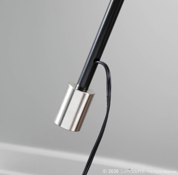 Robyn Mid Century Modern Black Linen Arched Floor Lamp