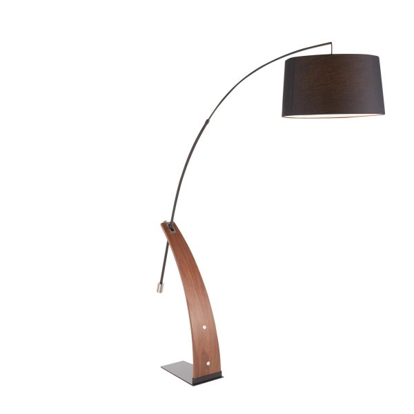 Robyn Mid Century Modern Black Linen Arched Floor Lamp 8