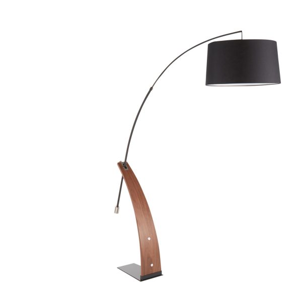 Robyn Mid Century Modern Black Linen Arched Floor Lamp 9