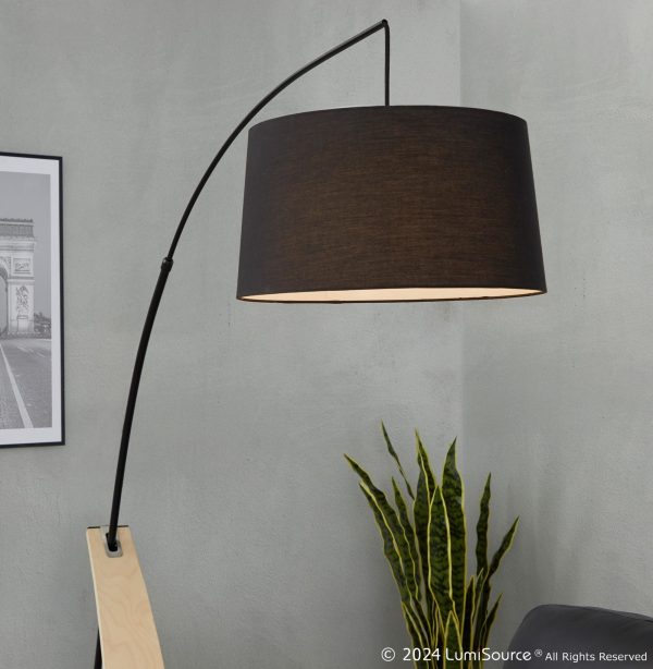 Robyn Mid Century Modern Black Linen Shade Floor Lamp 4