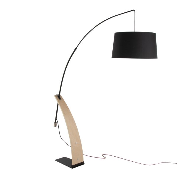Robyn Mid Century Modern Black Linen Shade Floor Lamp 6