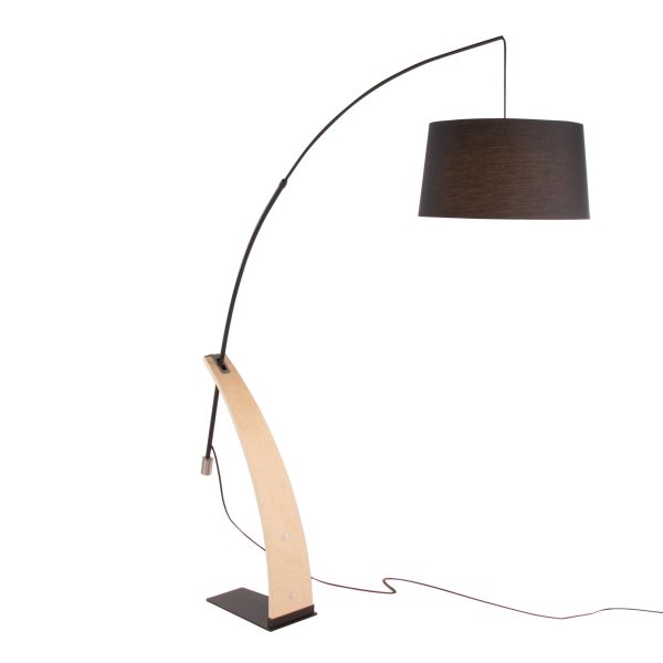 Robyn Mid Century Modern Black Linen Shade Floor Lamp 7