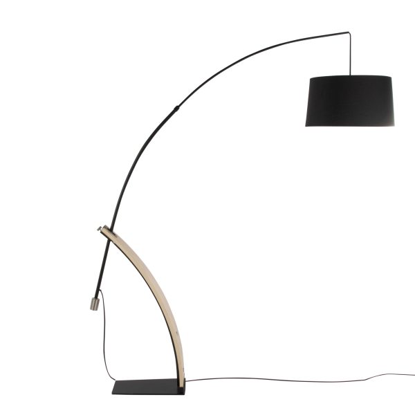 Robyn Mid Century Modern Black Linen Shade Floor Lamp 8