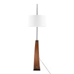Robyn Mid-Century Modern Walnut Arch Floor Lamp Linen Shade
