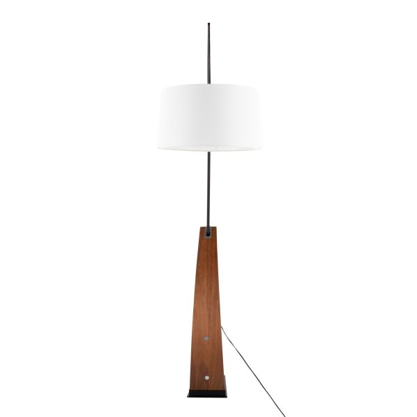 Robyn Mid Century Modern Walnut Arch Floor Lamp Linen Shade 12