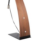 Robyn Mid-Century Modern Walnut Arch Floor Lamp Linen Shade