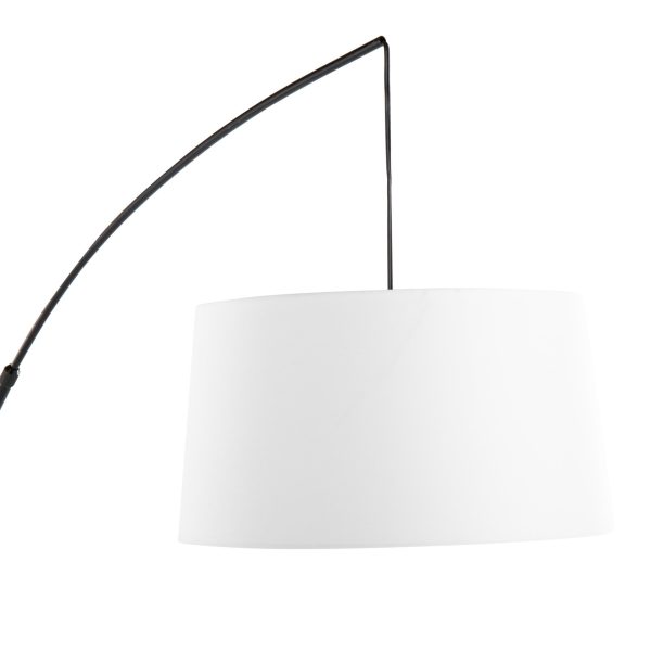 Robyn Mid Century Modern Walnut Arch Floor Lamp Linen Shade 14