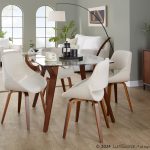 Robyn Mid-Century Modern Walnut Arch Floor Lamp Linen Shade