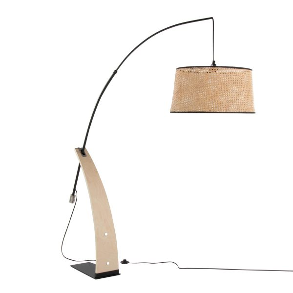 Robyn Salon Mid Century Modern Natural Rattan Arched Floor Lamp 2