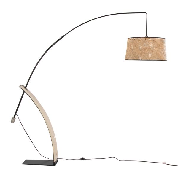 Robyn Salon Mid Century Modern Natural Rattan Arched Floor Lamp 4