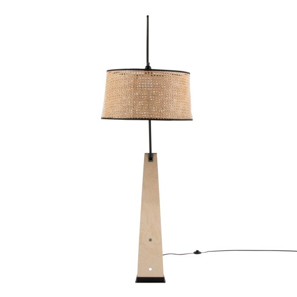 Robyn Salon Mid Century Modern Natural Rattan Arched Floor Lamp 7