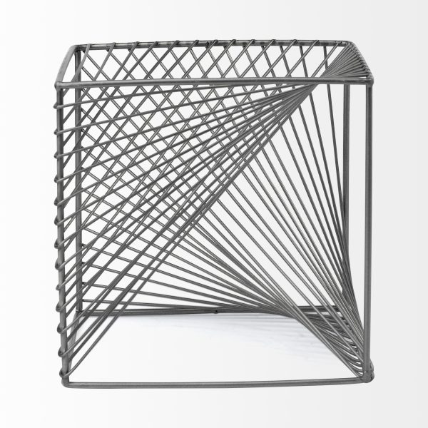 Rochon 8L x 8W Gray Metal Decorative Cube 1