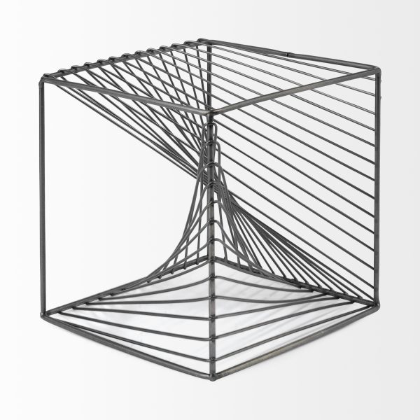 Rochon 8L x 8W Gray Metal Decorative Cube 2
