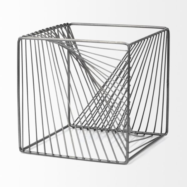 Rochon 8L x 8W Gray Metal Decorative Cube 3