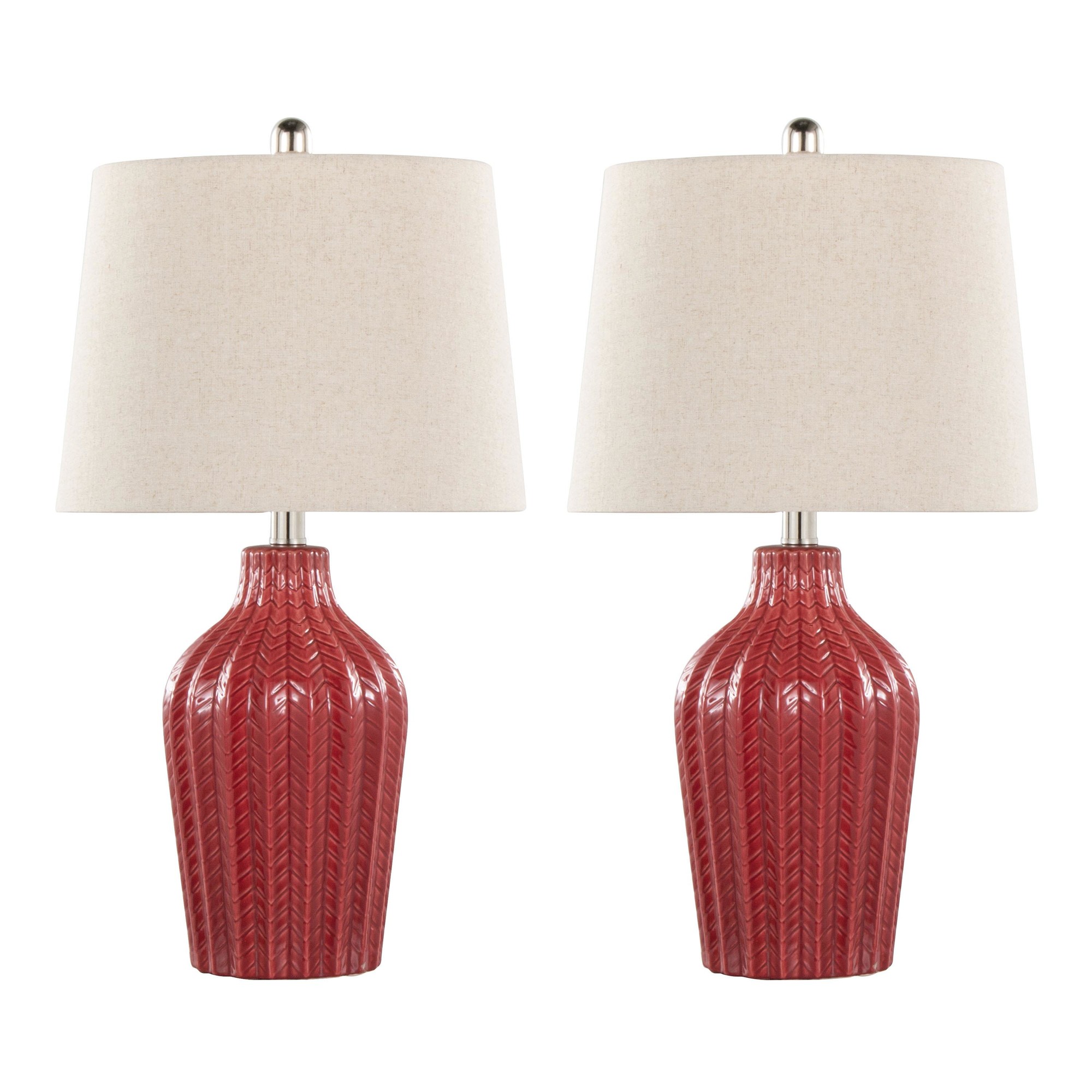 Rockwell 23 Contemporary Brick Red Table Lamps (Set of 2) 2 Rockwell 23 Contemporary Brick Red Table Lamps (Set of 2) - Image 2