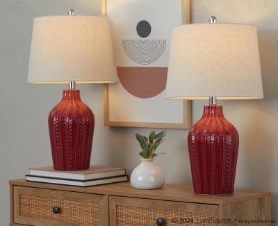 Rockwell 23 Contemporary Brick Red Table Lamps (Set of 2)