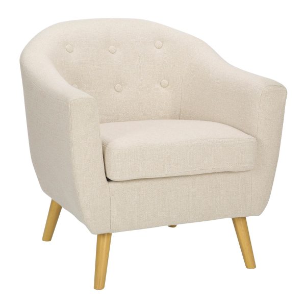 Rockwell Cream Fabric Mid Century Modern Accent Chair 1