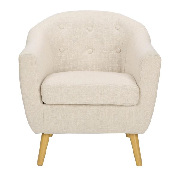 Rockwell Cream Fabric Mid Century Modern Accent Chair 4
