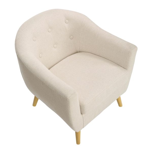 Rockwell Cream Fabric Mid Century Modern Accent Chair 6