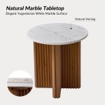 Roland Walnut Yugoslavian White Marble Top End Table