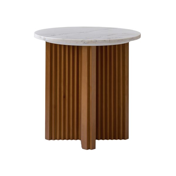 Roland Walnut Yugoslavian White Marble Top End Table