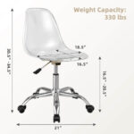 Clear Acrylic Adjustable Height Swivel Office Chair with Casters