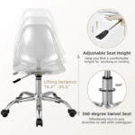 Clear Acrylic Adjustable Height Swivel Office Chair with Casters