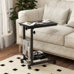 Height Adjustable Rolling C-Shaped Sofa Side Table with Storage 12 Height Adjustable Rolling C-Shaped Sofa Side Table with Storage