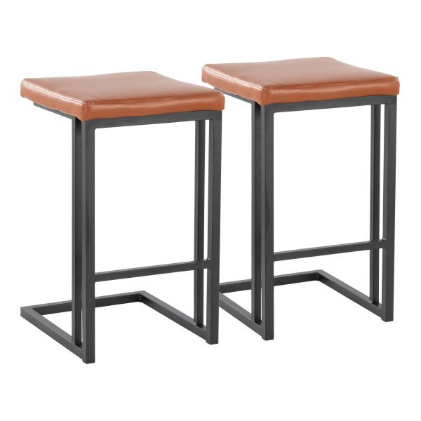 Roman 26 Inch Black Metal Camel Contemporary Counter Stools Set of 2 1