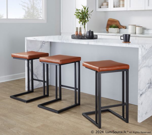 Roman 26 Inch Black Metal Camel Contemporary Counter Stools Set of 2