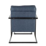 Roman Industrial Black Metal and Blue Lounge Chair with Ottoman