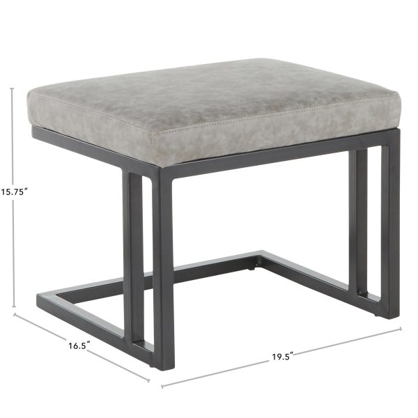 Roman Industrial Black Metal and Blue Lounge Chair with Ottoman 8