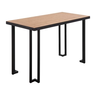 Roman Industrial Black Steel and Wood Contemporary Desk